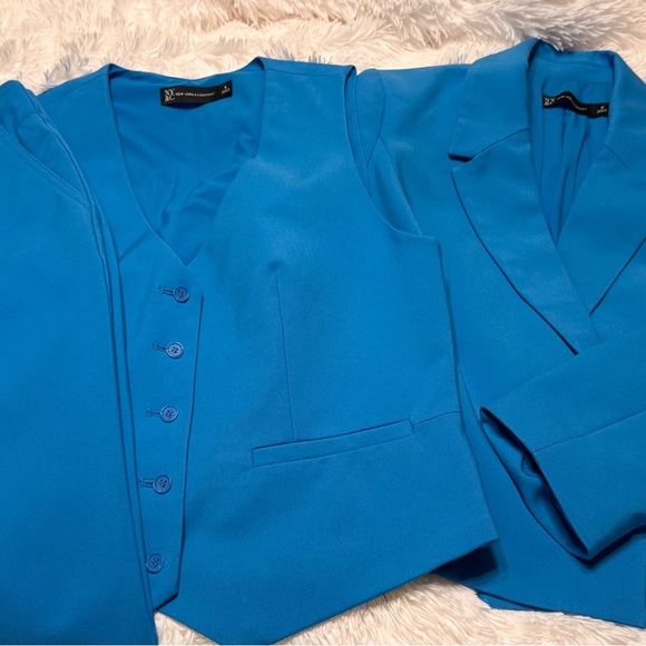 New York and Company Blue Three-Piece Blazer, Pant, and Vest Set - Picture 12 of 17